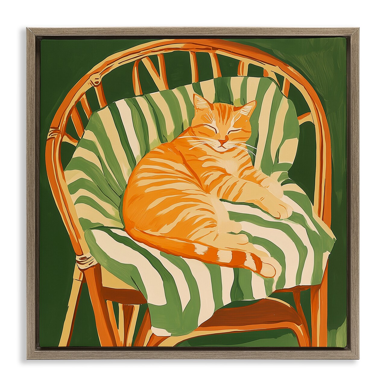 Stupell Industries Cat In Rattan Chair Floating Frame, design by Walker Noble